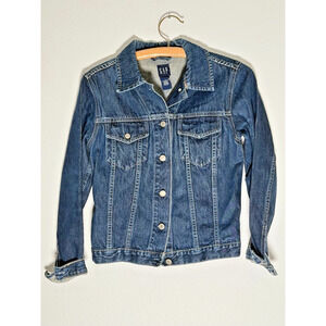 GAP Women’s Denim Jacket Small Dark Wash Classic Trucker Jean Jacket